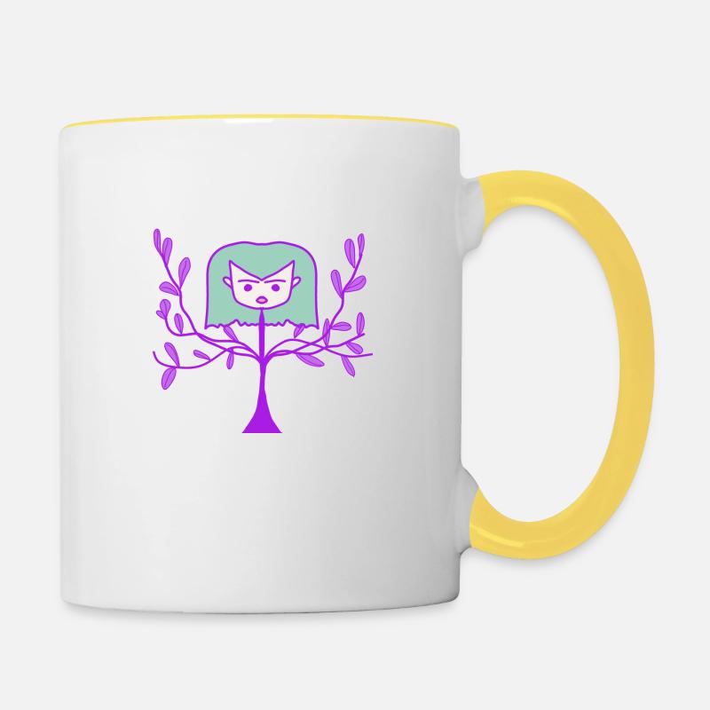 Dessin animé mignon - Mug contrasté - blanc/jaune