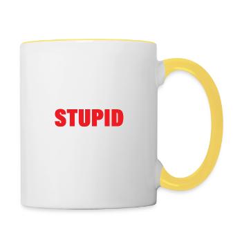 Je ne suis plus avec une divorcée divorcée stupide - Mug contrasté - blanc/jaune - Droite
