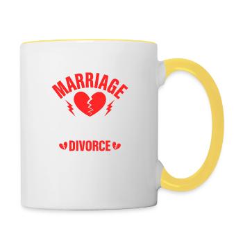 Marriage - The Number One Cause Of Divorce Divorce - Contrasting Mug - white/yellow - Right