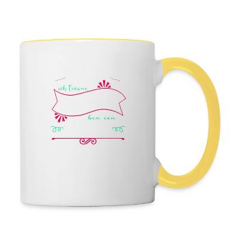 dogge weihnachten spruch bday spaß witzig hund - Tasse zweifarbig - Weiß/Gelb - Rechts