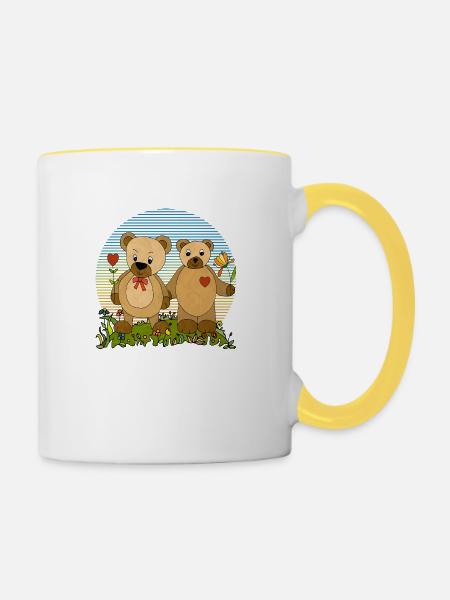 Teddybären - Tasse zweifarbig - Weiß/Gelb