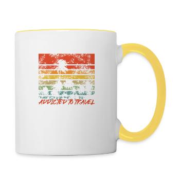 Palm Retro Addicted to travel - Contrasting Mug - white/yellow - Right