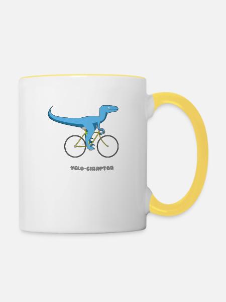velo'ciraptor - Tasse zweifarbig - Weiß/Gelb