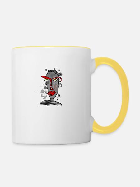 maske klecks - Tasse zweifarbig - Weiß/Gelb