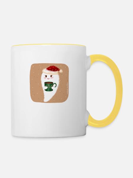 Weihnachtsgeist - Tasse zweifarbig - Weiß/Gelb