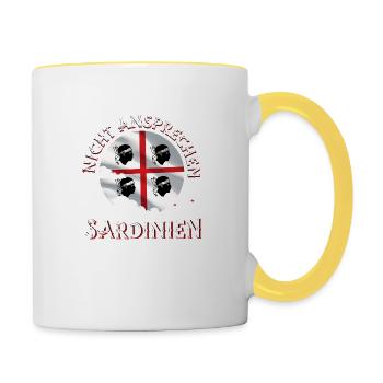 Träume von Sardinien Urlaub - Tasse zweifarbig - Weiß/Gelb - Rechts