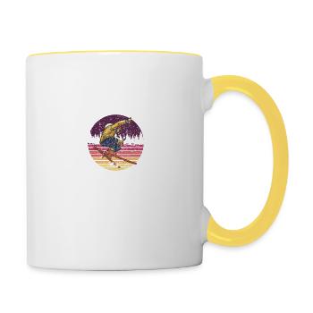 Skieurs Ski Rétro - Mug contrasté - blanc/jaune - Droite