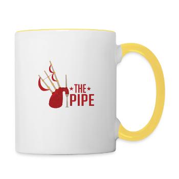 It's All Quite Until There Comes The Pipe Bagpipin - Tasse zweifarbig - Weiß/Gelb - Rechts