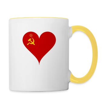 Amour Union soviétique Russie bras faucille marteau - Mug contrasté - blanc/jaune - Droite