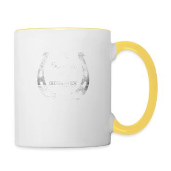 Baumwolle Pferdehaare - Spuren Von Pferd - Reiten - Tasse zweifarbig - Weiß/Gelb - Rechts