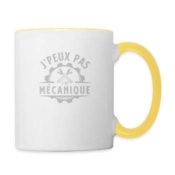 Mécanique mécano mécanicien - Mug contrasté - blanc/jaune - Droite