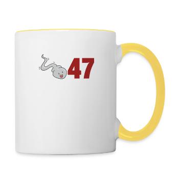Vor 47 Jahren war ich der Schnellste - Tasse zweifarbig - Weiß/Gelb - Rechts