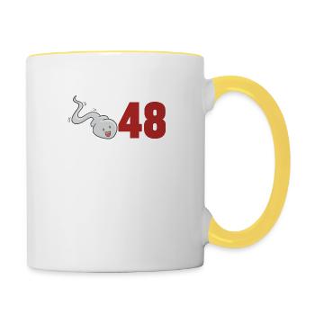 Vor 48 Jahren war ich der Schnellste - Tasse zweifarbig - Weiß/Gelb - Rechts