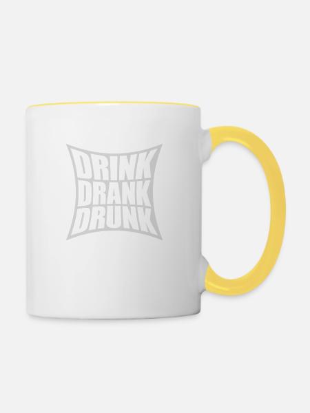 drink drank drunk Zitat - Tasse zweifarbig - Weiß/Gelb