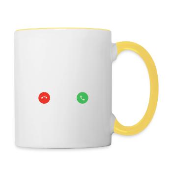 Keine zeit mein Motorrad ruft an - Tasse zweifarbig - Weiß/Gelb - Rechts