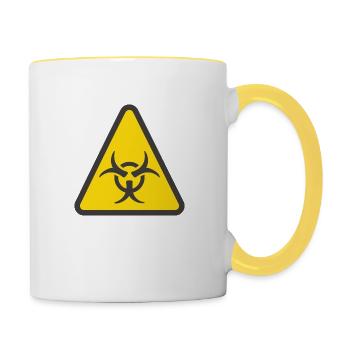 Warning label biohazard yellow - Contrasting Mug - white/yellow - Right
