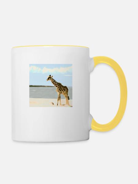 Giraffe am Strand - Tasse zweifarbig - Weiß/Gelb