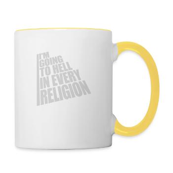 En allant en enfer - Mug contrasté - blanc/jaune - Droite