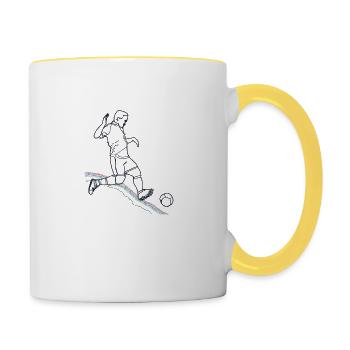 Footballer Drawing - Contrasting Mug - white/yellow - Right