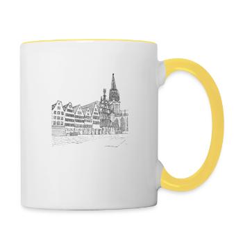 Münster Drawing - Contrasting Mug - white/yellow - Right