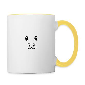 cow cute animal farm animals funny cows new 14 - Contrasting Mug - white/yellow - Right