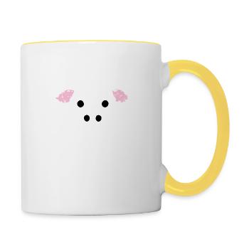 Kuh süß Tier Bauernhof Tiere lustig Kühe neu 2 - Tasse zweifarbig - Weiß/Gelb - Rechts