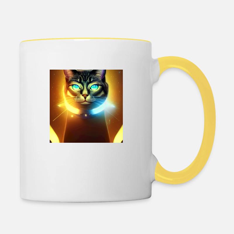 Le chat de l’univers - Mug contrasté - blanc/jaune