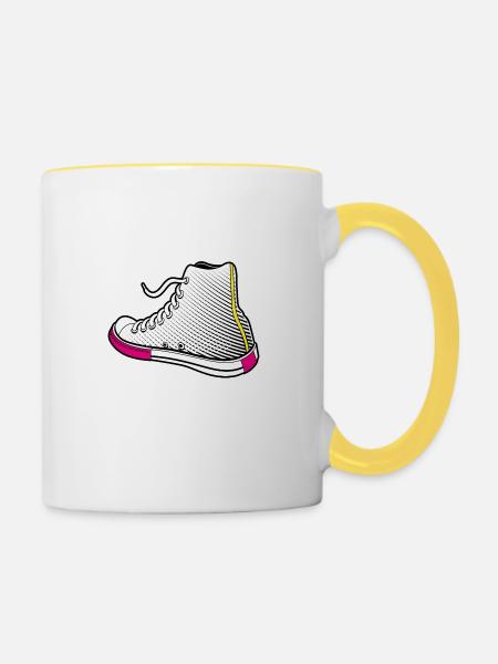 Sneakhead - Tasse zweifarbig - Weiß/Gelb