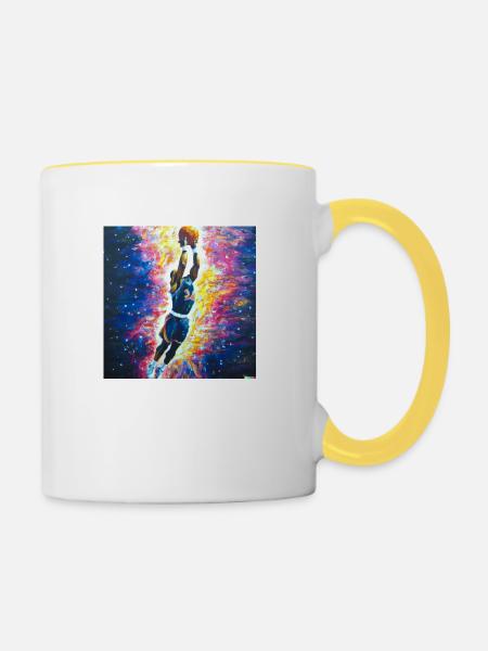 Basketballspieler Dunk - Tasse zweifarbig - Weiß/Gelb