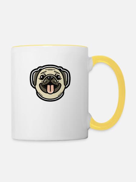 Mops Hund Geschenkidee - Tasse zweifarbig - Weiß/Gelb