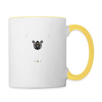 papa motard cool - Mug contrasté - blanc/jaune - Droite