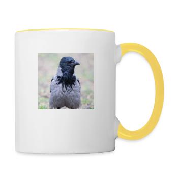 Corneille de Carrion (Aaskrähe, Corvus corone) - Mug contrasté - blanc/jaune - Droite