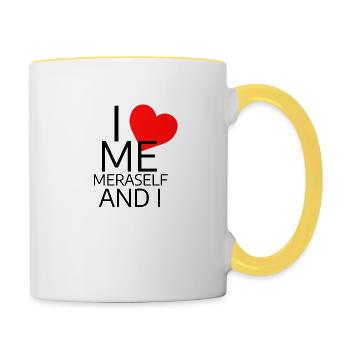 I love Me Meraself and I - Tasse zweifarbig - Weiß/Gelb - Rechts