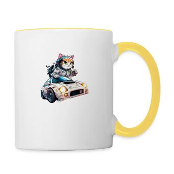 Space Cat - Contrasting Mug - white/yellow - Right
