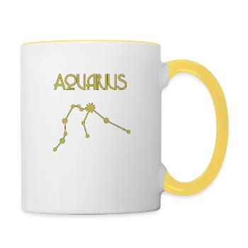 Wassermann Aquarius Sternenbild Geschenk - Tasse zweifarbig - Weiß/Gelb - Rechts