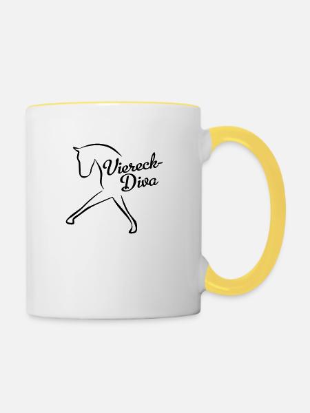 Dressurreiterin - Tasse zweifarbig - Weiß/Gelb