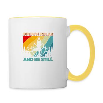 Breath Relax and be Still - Contrasting Mug - white/yellow - Right