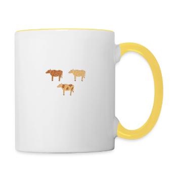 Quantencomputing mit Kühen Lustig Geschenk Kuhbit - Tasse zweifarbig - Weiß/Gelb - Rechts