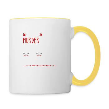 Watching Murder Shows is My Full Crime Job, Funny - Tasse zweifarbig - Weiß/Gelb - Rechts