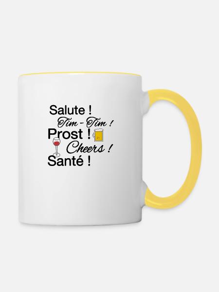 Prost - Tasse zweifarbig - Weiß/Gelb