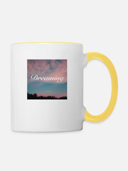 Dreaming between clouds - Tasse zweifarbig - Weiß/Gelb