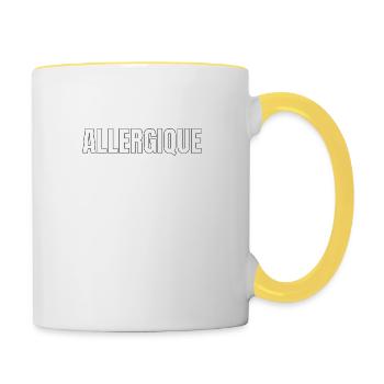 Allergique à Macron - Mug contrasté - blanc/jaune - Droite