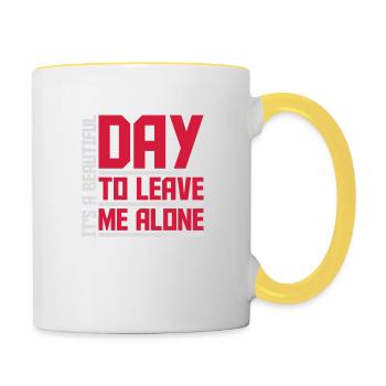leave me alone day - Tasse zweifarbig - Weiß/Gelb - Rechts