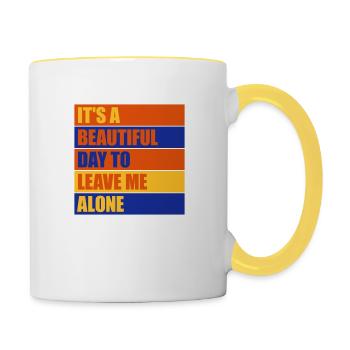 leave me alone day - Tasse zweifarbig - Weiß/Gelb - Rechts