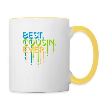 best cousin ever Zitat - Tasse zweifarbig - Weiß/Gelb - Rechts