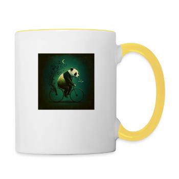 Élégant panda sur un vélo 4 - Mug contrasté - blanc/jaune - Droite
