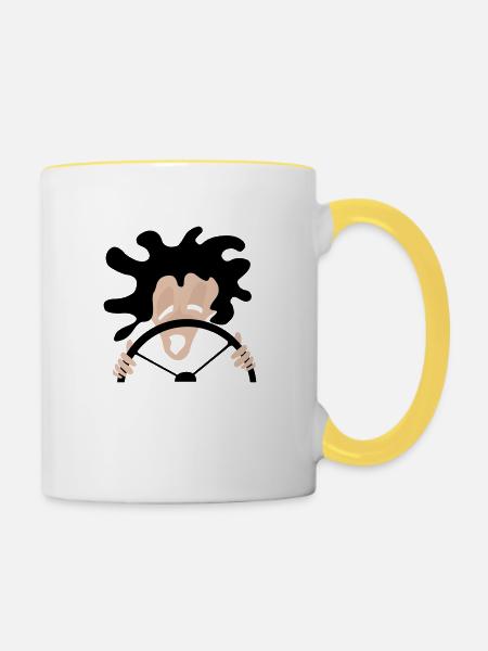 Fahrer - Tasse zweifarbig - Weiß/Gelb