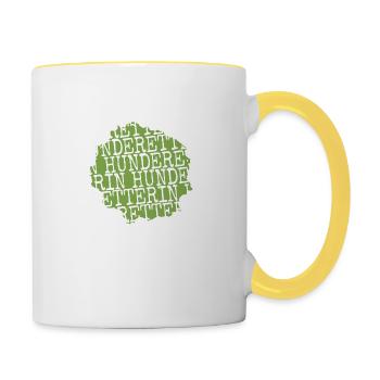vegetarisch spaß schwein veganer frauen tierliebe - Tasse zweifarbig - Weiß/Gelb - Rechts