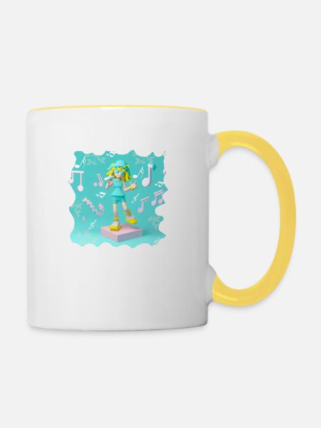 LUSTIGE MUSIK ILLUSTRATION MÄDCHEN 5 - Tasse zweifarbig - Weiß/Gelb