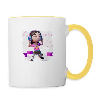 DRÔLE D’ILLUSTRATION MUSICALE FILLE 8 - Mug contrasté - blanc/jaune - Droite
